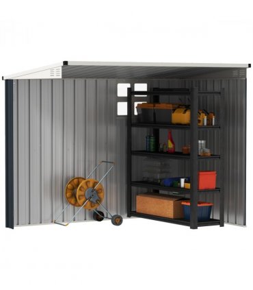 Outsunny 7.6 x 4ft Outdoor Garden Storage Shed with Window, Dark Grey
