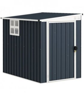 Outsunny 4 x 6ft Outdoor Garden Storage Shed with Window, Dark Grey