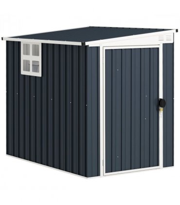 Outsunny 4 x 6ft Outdoor Garden Storage Shed with Window, Dark Grey