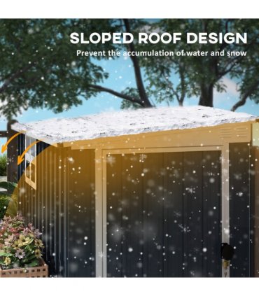 Outsunny 4 x 6ft Outdoor Garden Storage Shed with Window, Dark Grey