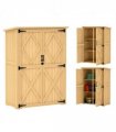 Outsunny Wooden Tool Storage Cabinet with Double Doors, Natural