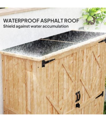 Outsunny Wooden Tool Storage Cabinet with Double Doors, Natural