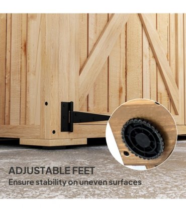 Outsunny Wooden Tool Storage Cabinet with Double Doors, Natural