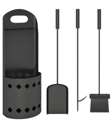 Outsunny 4 PCS Fireplace Companion Set, Metal Fireside Companion Set, Black
