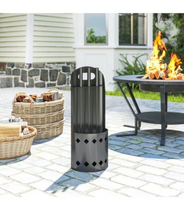 Outsunny 4 PCS Fireplace Companion Set, Metal Fireside Companion Set, Black
