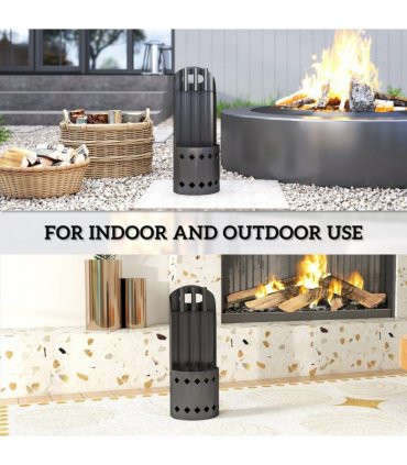 Outsunny 4 PCS Fireplace Companion Set, Metal Fireside Companion Set, Black