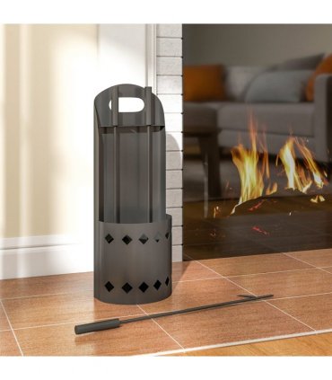 Outsunny 4 PCS Fireplace Companion Set, Metal Fireside Companion Set, Black