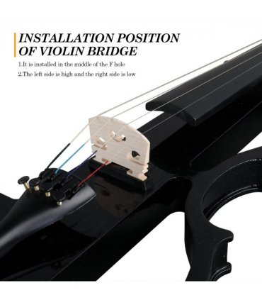 Full Size 4/4 Bunnel Edge Electric Silent Violin with Case Bow Rosin Headphone Connecting Line Black