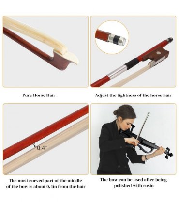 Full Size 4/4 Bunnel Edge Electric Silent Violin with Case Bow Rosin Headphone Connecting Line Black