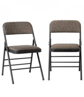 2pcs Black Patterned Padded Folding Chairs, Conference Event Chairs with Soft Seat (46*48*76cm), Frosted Iron Frame