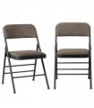 2pcs Black Patterned Padded Folding Chairs, Conference Event Chairs with Soft Seat (46*48*76cm), Frosted Iron Frame