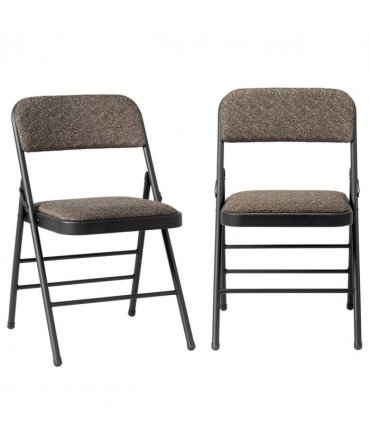 2pcs Black Patterned Padded Folding Chairs, Conference Event Chairs with Soft Seat (46*48*76cm), Frosted Iron Frame