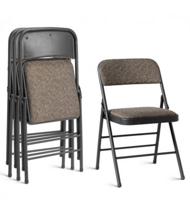 2pcs Black Patterned Padded Folding Chairs, Conference Event Chairs with Soft Seat (46*48*76cm), Frosted Iron Frame