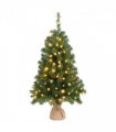 3ft 150 Branches PVC Material Top Stars Linen Base 100 Lights Warm Color 8 Mode Battery Switch Christmas Tree Green