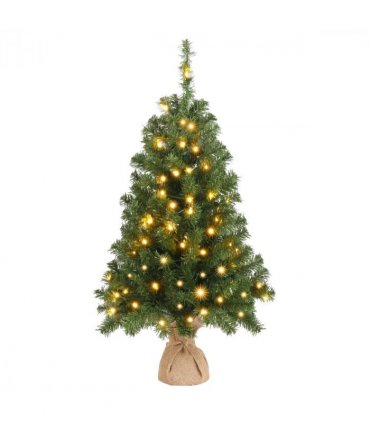 3ft 150 Branches PVC Material Top Stars Linen Base 100 Lights Warm Color 8 Mode Battery Switch Christmas Tree Green