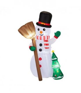 1.85M Lighted Christmas Inflatable Decoration, Inflatable Snowman Holding Groom, Funny Blow Up Yard Decorations with Built-in LED Lights for Holiday Party Front Yard Lawn Garden Decor