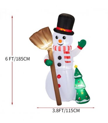 1.85M Lighted Christmas Inflatable Decoration, Inflatable Snowman Holding Groom, Funny Blow Up Yard Decorations with Built-in LED Lights for Holiday Party Front Yard Lawn Garden Decor