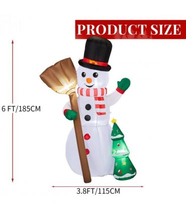 1.85M Lighted Christmas Inflatable Decoration, Inflatable Snowman Holding Groom, Funny Blow Up Yard Decorations with Built-in LED Lights for Holiday Party Front Yard Lawn Garden Decor