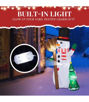 1.85M Lighted Christmas Inflatable Decoration, Inflatable Snowman Holding Groom, Funny Blow Up Yard Decorations with Built-in LED Lights for Holiday Party Front Yard Lawn Garden Decor