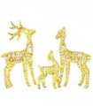 3-Piece Lighted Iridescent Christmas Reindeer Family Set Outdoor Decorations, Weather Proof Deer Family Set of 3 Christmas Ornament Home Decor Pre-lit 110 LED Warm White Lights, 2.4FT