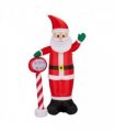 2.45M Lighted Christmas Inflatable Decoration, Inflatable Santa with North Pole Road Sign, Funny Blow Up Yard Decorations with Built-in LED Lights for Holiday Party Front Yard Lawn Garden Decor