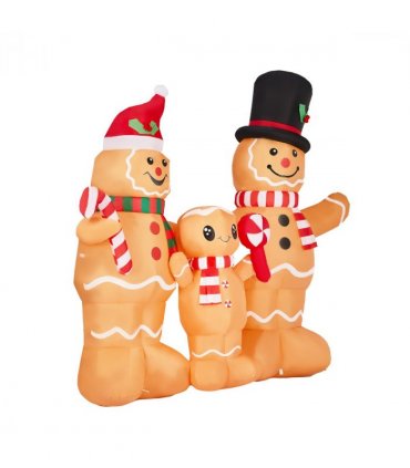 1.9M Lighted Christmas Inflatable Decoration, Inflatable Gingerbread Man Family, Funny Blow Up Yard Decorations with Built-in LED Lights for Holiday Party Front Yard Lawn Garden Decor