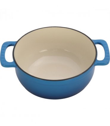 Cast iron 6QT cooking pot - Gradient blue - Includes two silicone gloves - Enamel pot