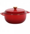 Cast iron 6QT cooking pot - Gradient red - Includes two silicone gloves - Enamel pot