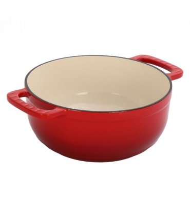 Cast iron 6QT cooking pot - Gradient red - Includes two silicone gloves - Enamel pot