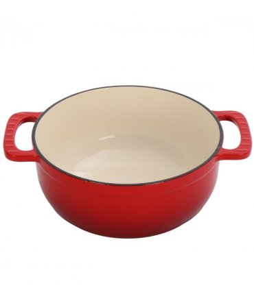 Cast iron 6QT cooking pot - Gradient red - Includes two silicone gloves - Enamel pot