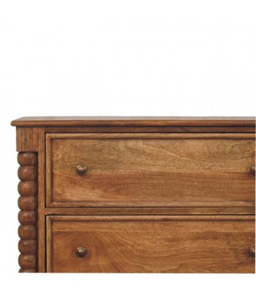 Artisan Furniture Solid Wood Spindle Chest, 3 Drawers, Brown