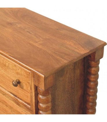 Artisan Furniture Solid Wood Spindle Chest, 3 Drawers, Brown