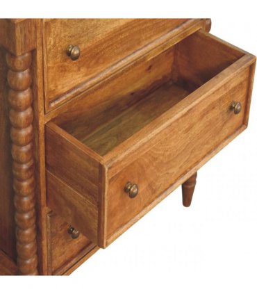 Artisan Furniture Solid Wood Spindle Chest, 3 Drawers, Brown