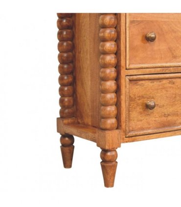 Artisan Furniture Solid Wood Spindle Chest, 3 Drawers, Brown