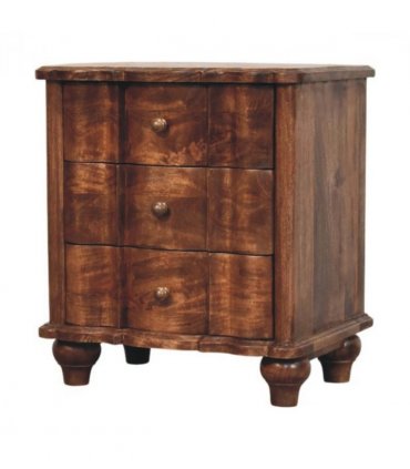 Artisan Furniture Solid Wood Valencia Bedside, 3 Drawers, Brown