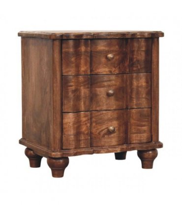 Artisan Furniture Solid Wood Valencia Bedside, 3 Drawers, Brown