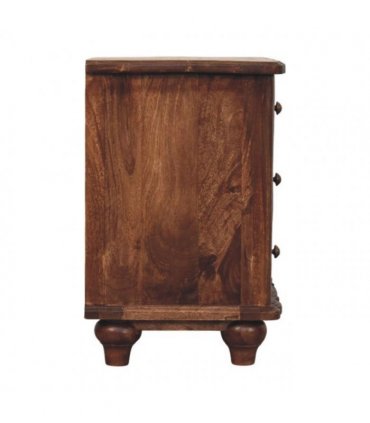 Artisan Furniture Solid Wood Valencia Bedside, 3 Drawers, Brown