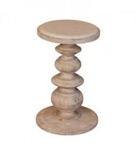 Artisan Furniture Solid Wood The Bellis Marble Accent Table, Beige