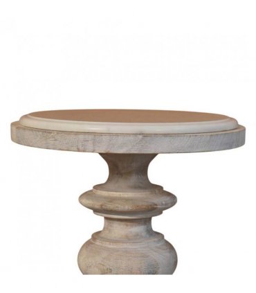 Artisan Furniture Solid Wood The Bellis Marble Accent Table, Beige