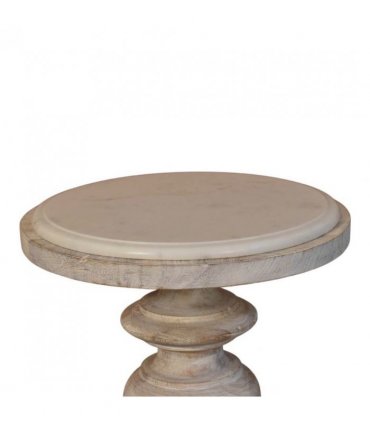 Artisan Furniture Solid Wood The Bellis Marble Accent Table, Beige