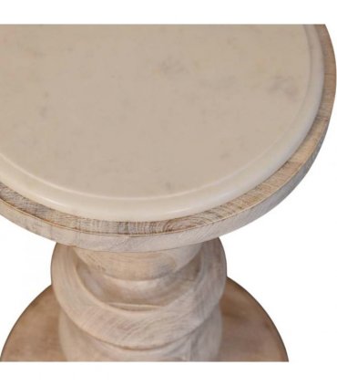 Artisan Furniture Solid Wood The Bellis Marble Accent Table, Beige