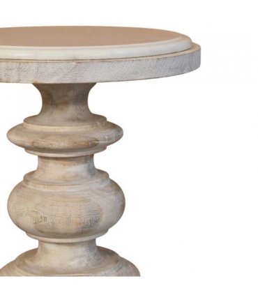 Artisan Furniture Solid Wood The Bellis Marble Accent Table, Beige