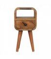 Artisan Furniture Solid Wood Extra Mini Oakish Curve Open Slot Bedside, 1 Drawer, Brown