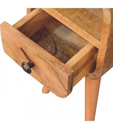 Artisan Furniture Solid Wood Extra Mini Oakish Curve Open Slot Bedside, 1 Drawer, Brown