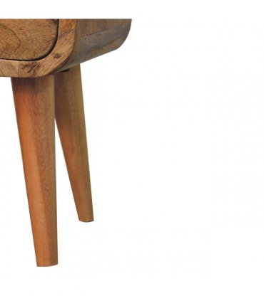 Artisan Furniture Solid Wood Extra Mini Oakish Curve Open Slot Bedside, 1 Drawer, Brown