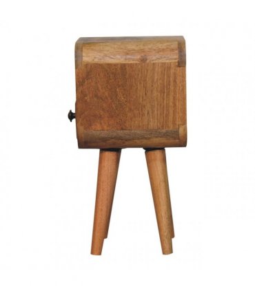 Artisan Furniture Solid Wood Extra Mini Oakish Curve Open Slot Bedside, 1 Drawer, Brown
