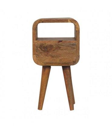 Artisan Furniture Solid Wood Extra Mini Oakish Curve Open Slot Bedside, 1 Drawer, Brown