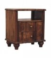 Artisan Furniture Solid Wood 2-Drawer Bedside with Open Shelf, Brown