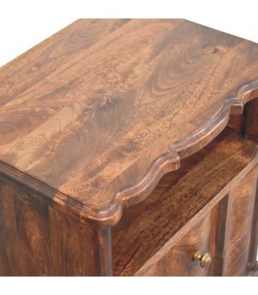 Artisan Furniture Solid Wood 2-Drawer Bedside with Open Shelf, Brown