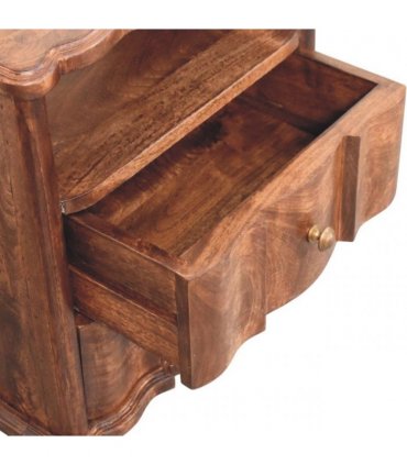 Artisan Furniture Solid Wood 2-Drawer Bedside with Open Shelf, Brown